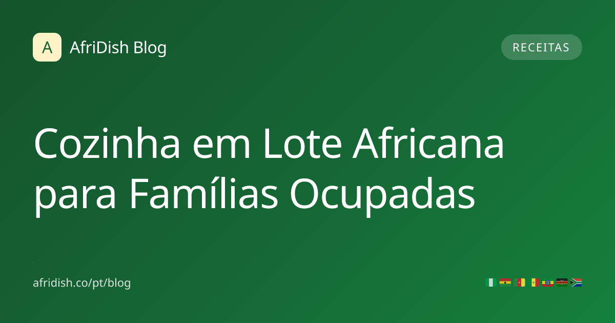 Cozinha em Lote Africana para Famílias Ocupadas